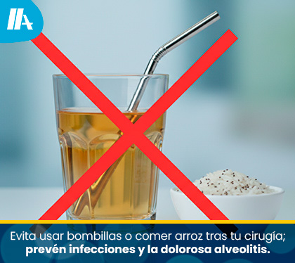 Bebida con una X de Prohibición Después de Sacarse las Muelas del Juicio